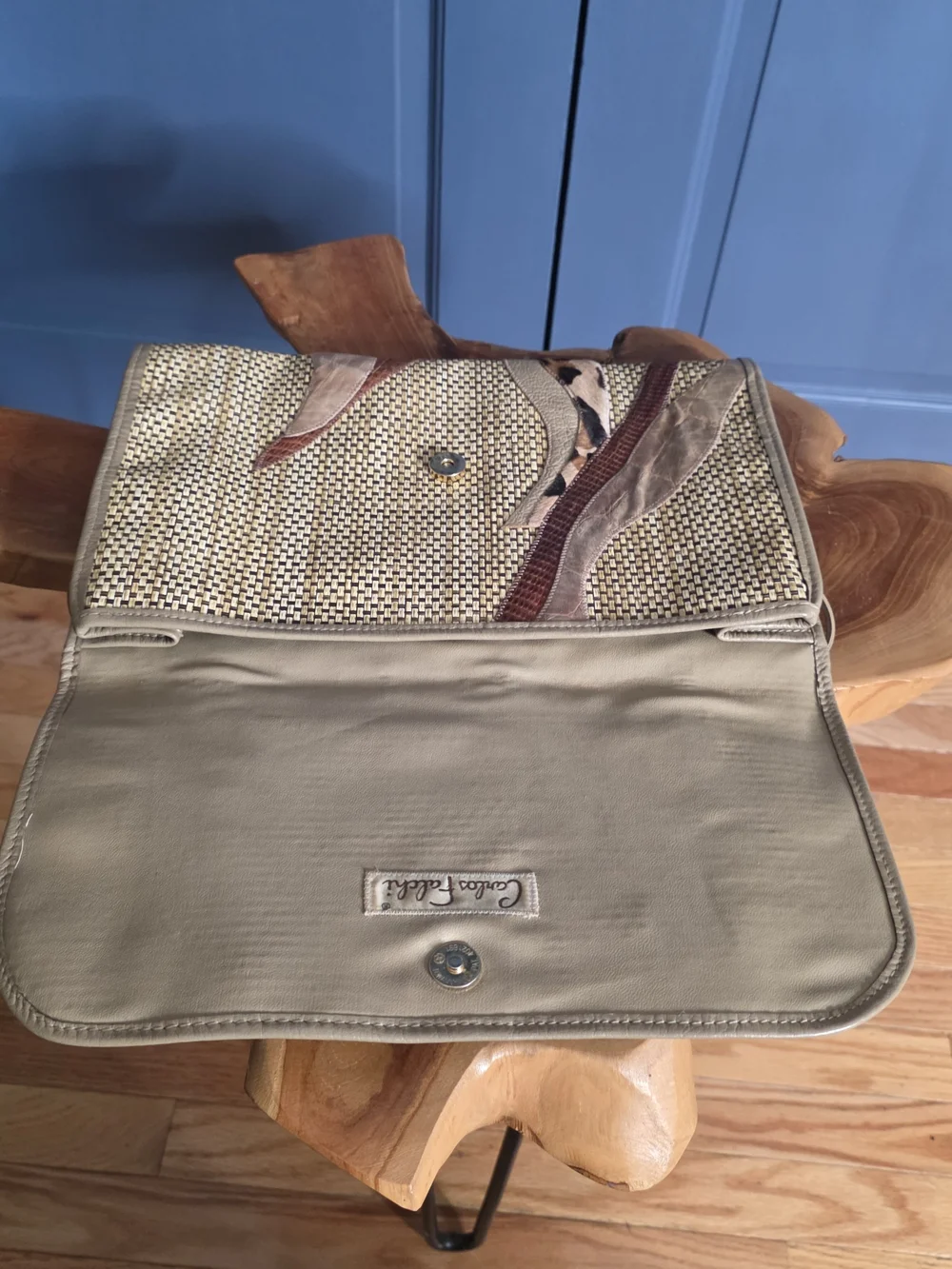 Rare Vintage Carlos Falchi Patchwork Clutch / Shoulder Bag - Mint Condition